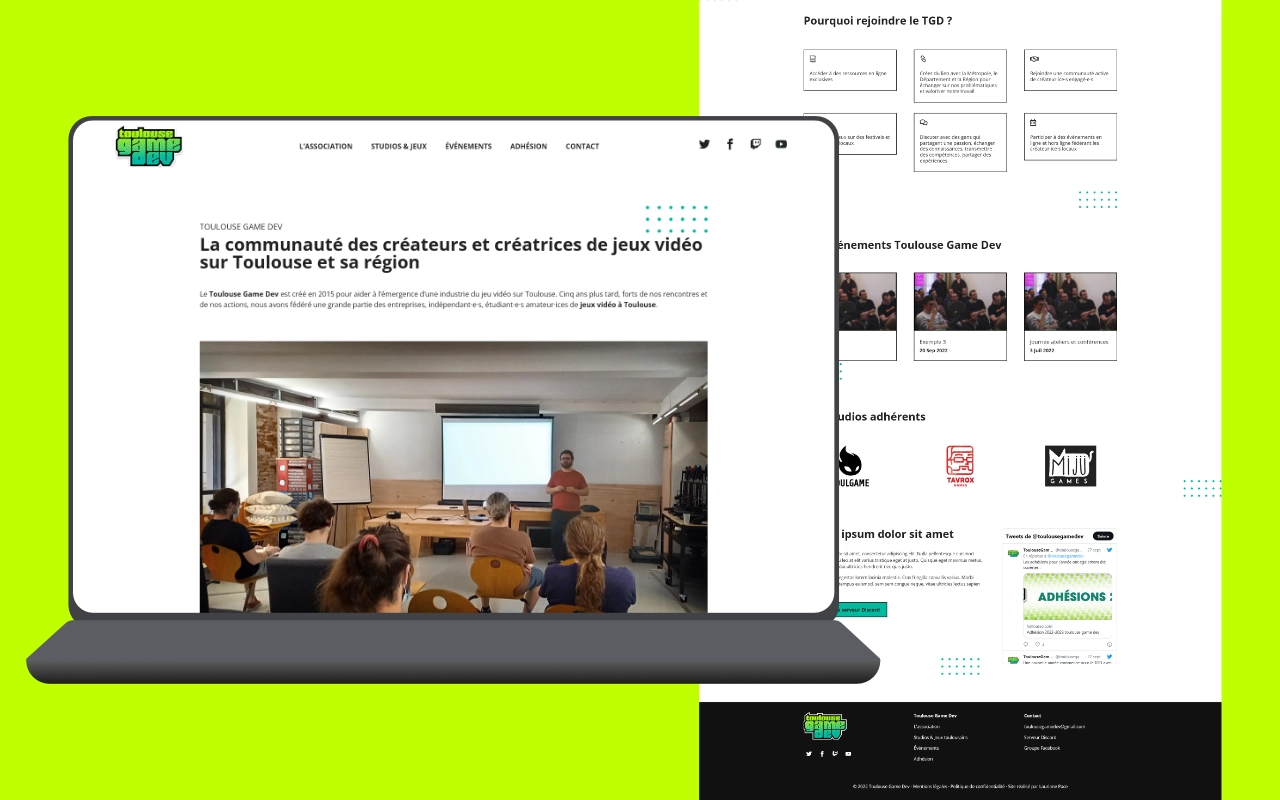 Page d'accueil du site de Toulouse Game Dev
