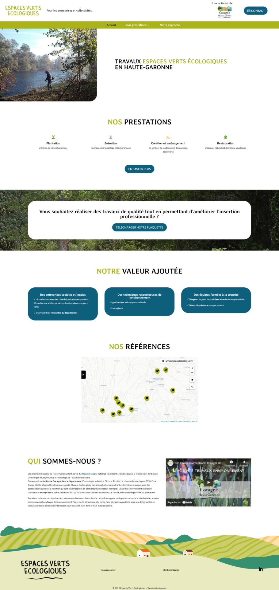 Page d'accueil du site Espaces Verts Ecologiques